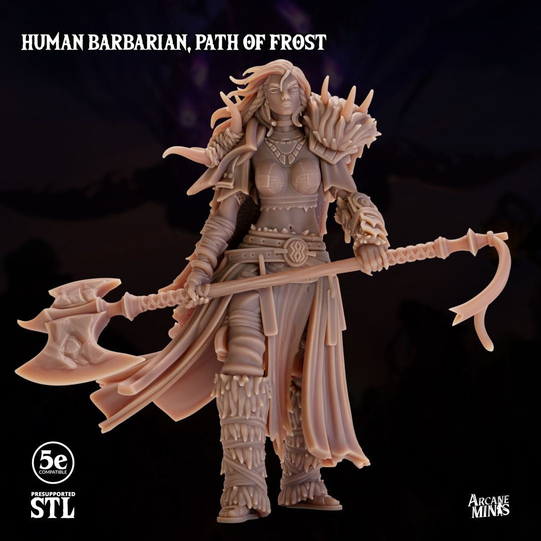 Human Path of Frost Barbarian - 3d Printed Miniature by Arcane Minis