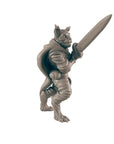 Fighter, Catfolk Male - 3d Printed Miniature Sculpted by EC3D