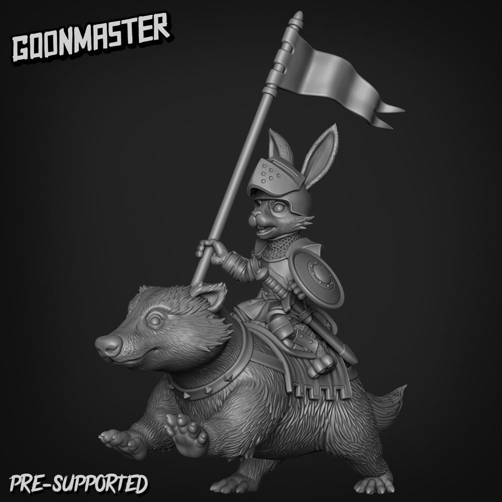 Rabbit Badger Riders - 3d Printed Miniature by Goon Master Games