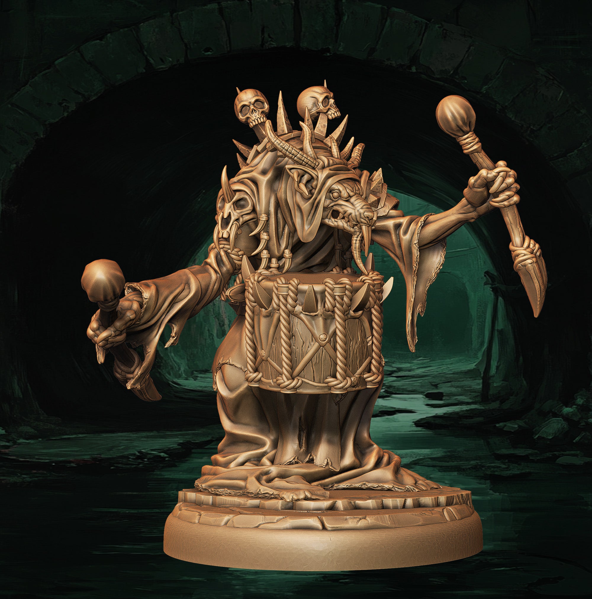 a statue of a wizard holding a staff