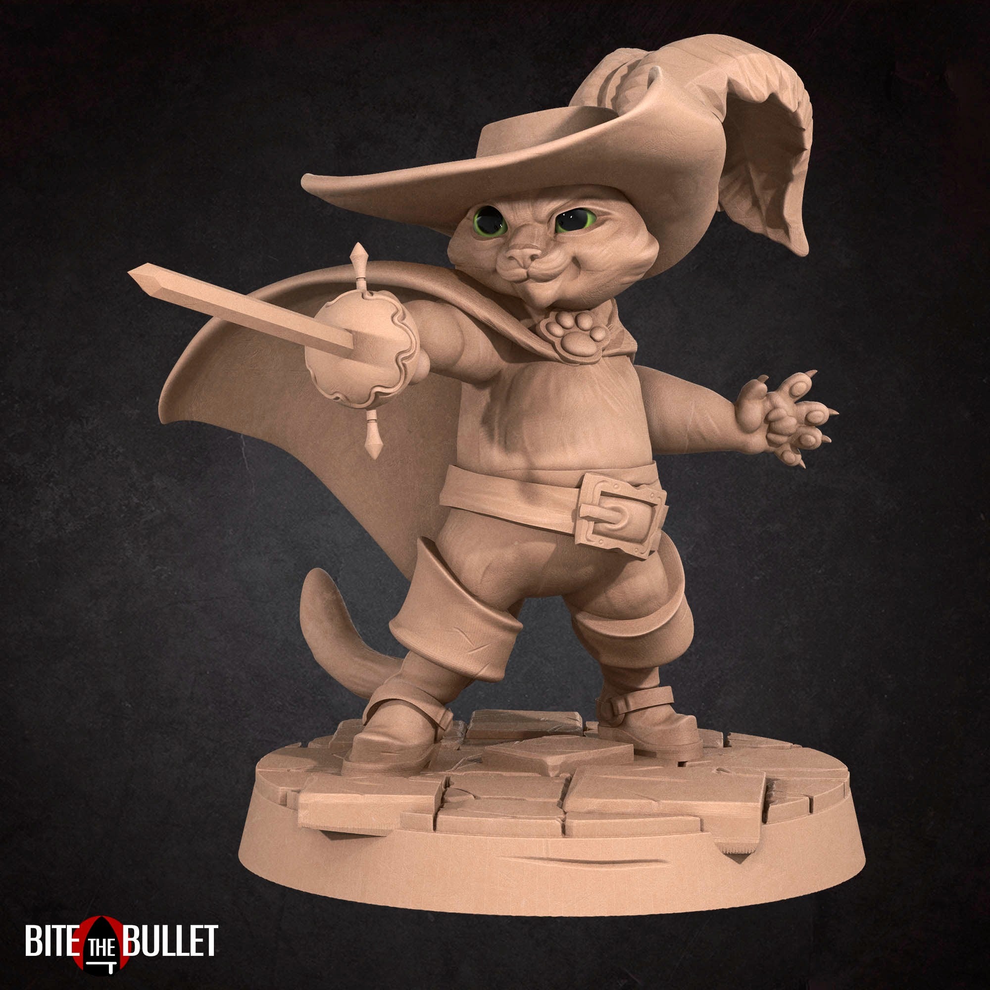 Cat Duelist - 3d Printed Miniature sculpted by Bite the Bullet