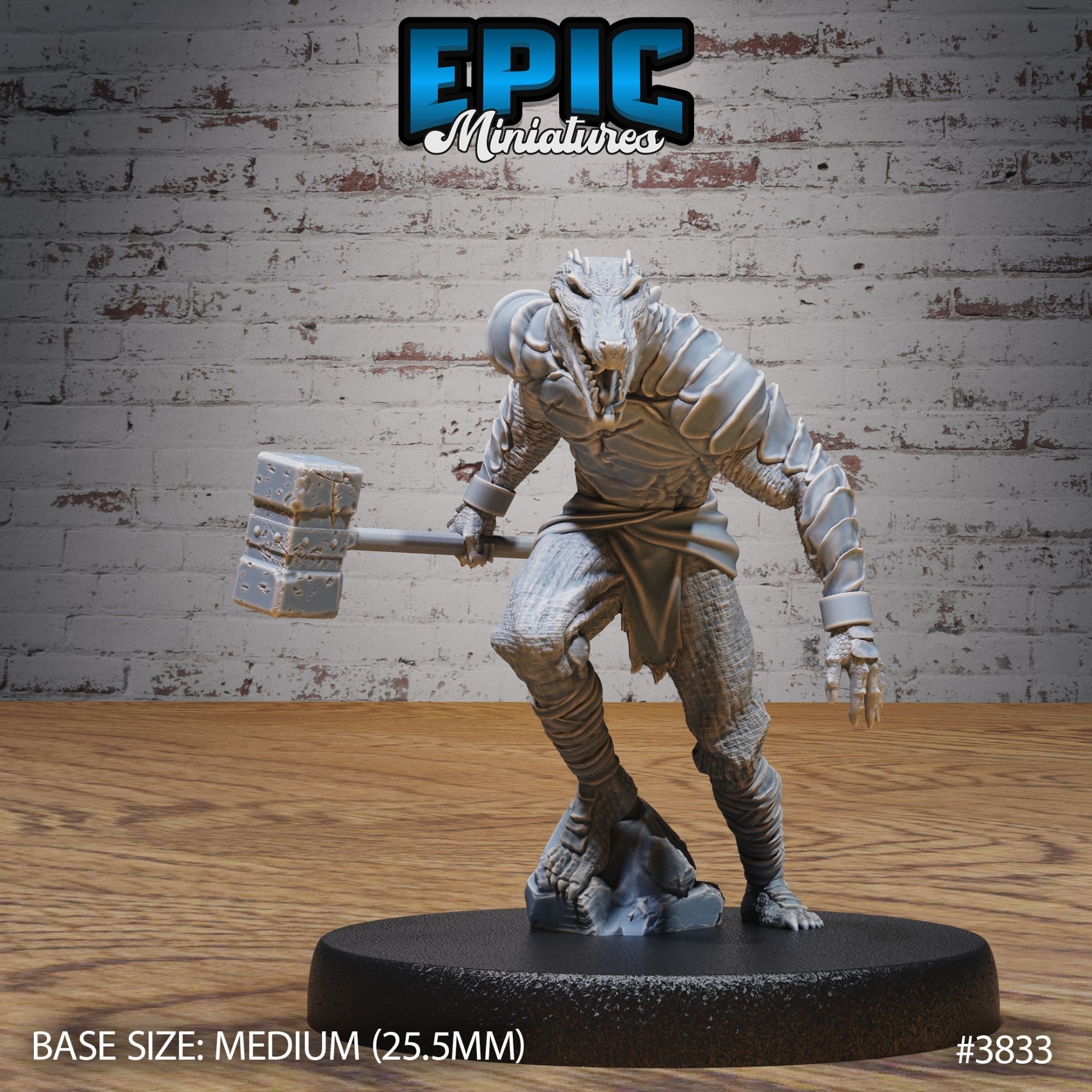 Crocodile Folk Warrior - 3d Printed by Epic Miniatures