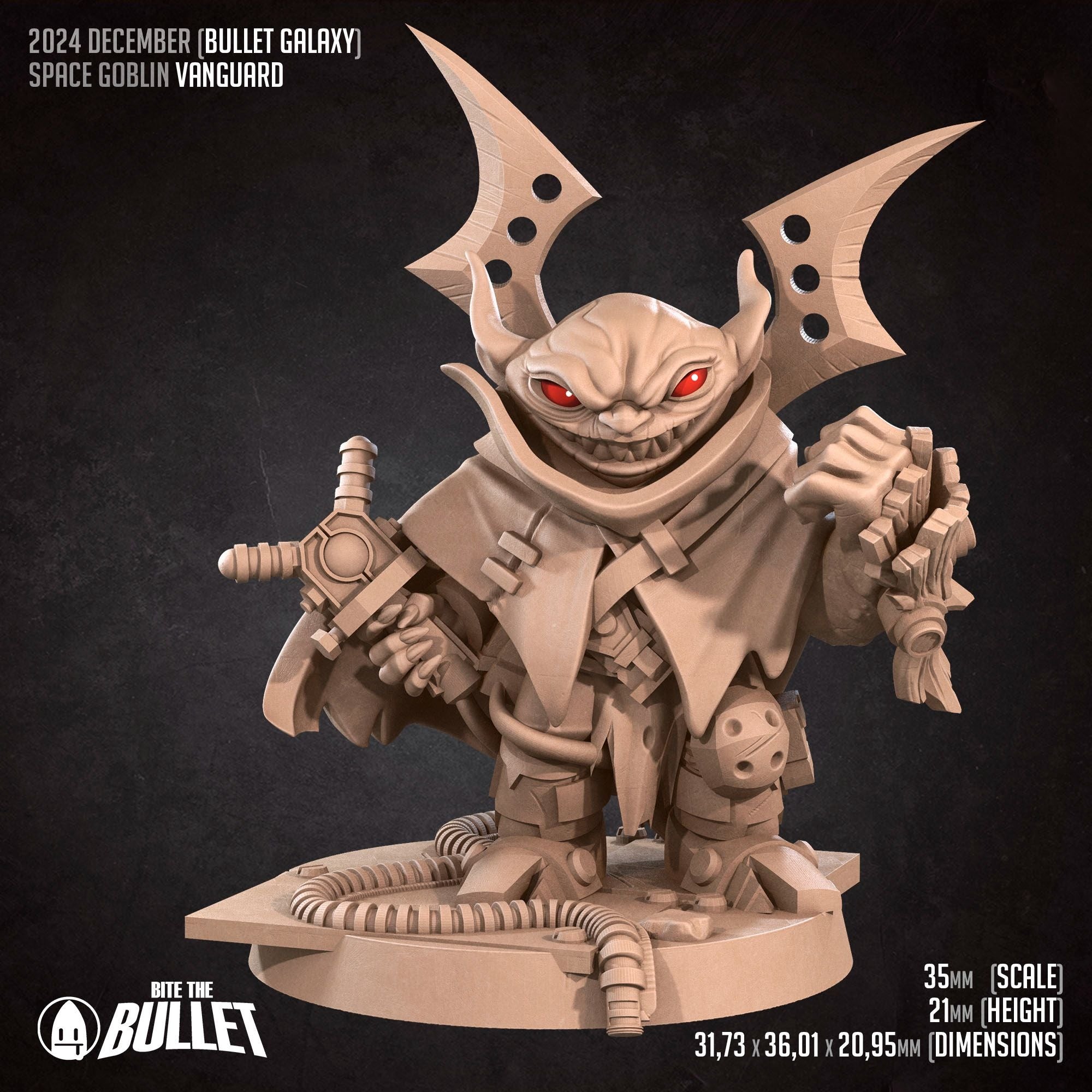 Space Goblin Vanguard - Bullet Galaxy - 3d Printed Miniature sculpted by Bite the Bullet