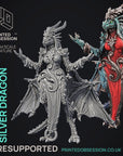 Lady Argenti, Silver Dragon - 3d Printed Miniature by Printed Obsession