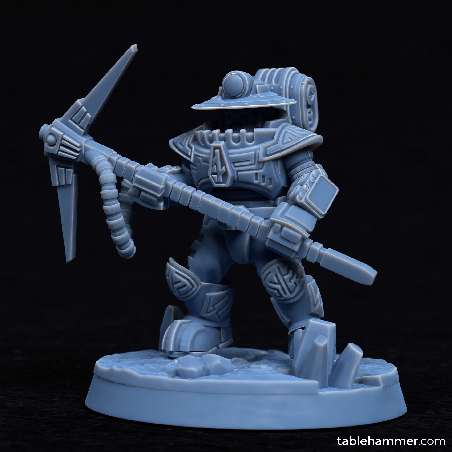 Mining Crew (Space Dwarf Miners with Pickaxes) - 3d Printed Miniature sculpted by Tablehammer