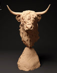 Highland Cow Bust - 3d Printed Bust by Animal Den