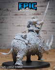 Barbarian Tribesman on Wooly Rhino - 3d Printed by Epic Miniatures