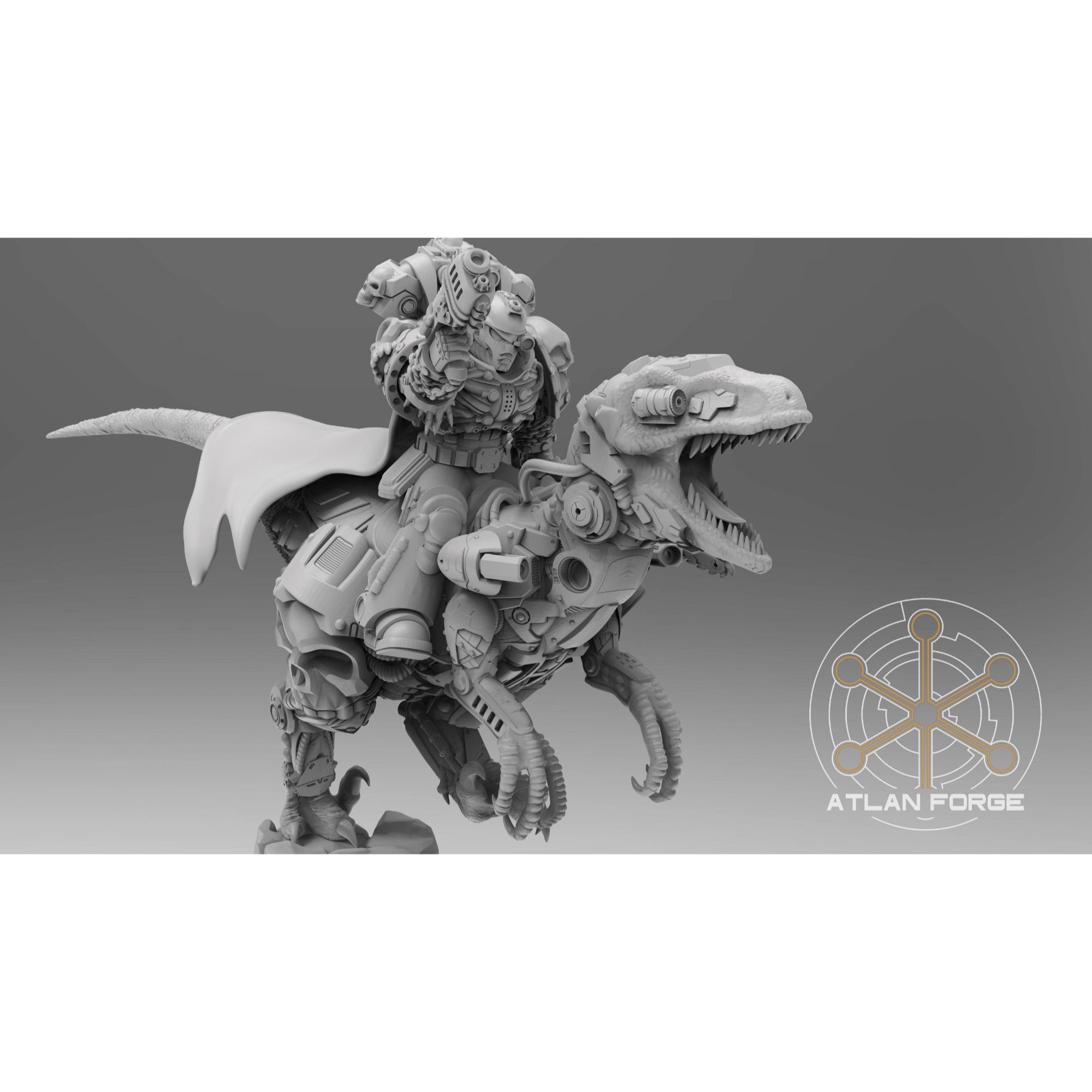 Cyber Velociraptor Riders - 3 Model Modular Unit 3d Printed Miniature by Atlan Forge