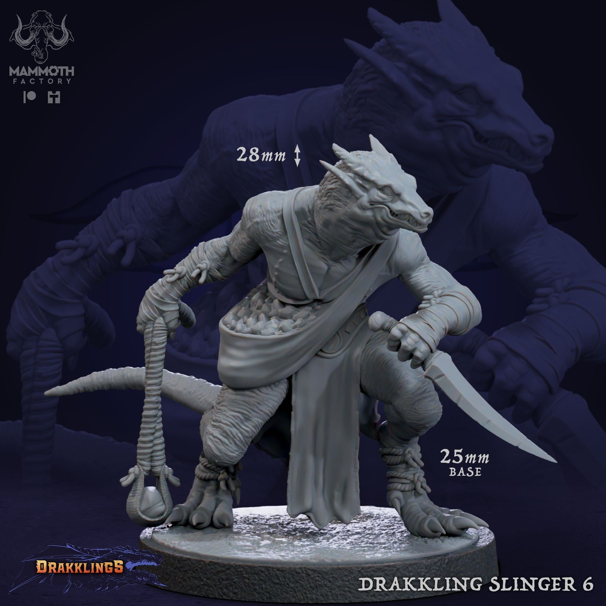 Drakkling Slinger - 3d Printed Miniature by Mammoth Factory