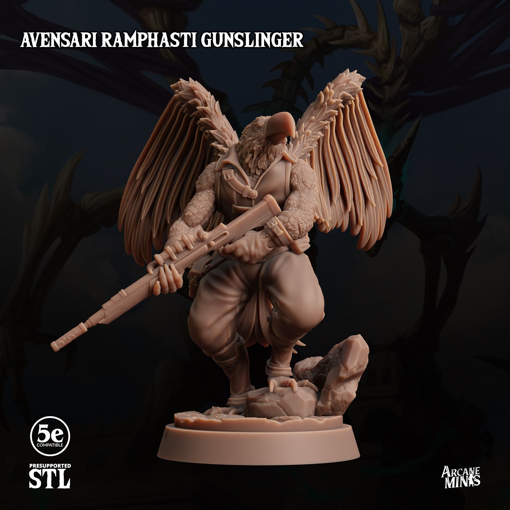 Avensarii Ramphasti Gunslinger - Tomb of Extinction - 3d Printed Miniature by Arcane Minis