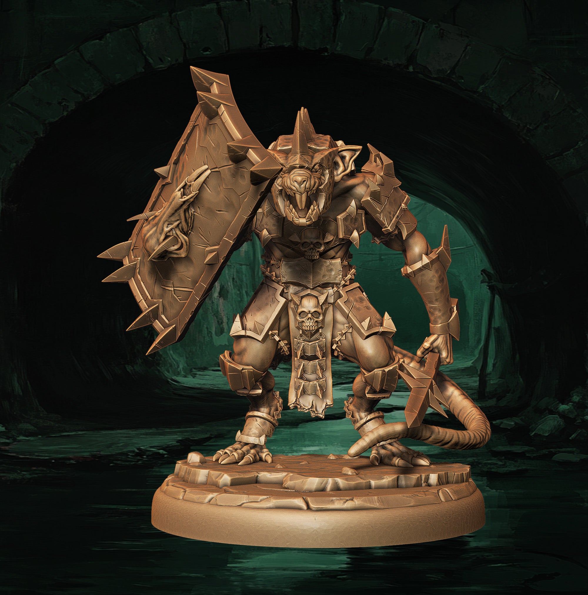 a statue of a creature with a sword