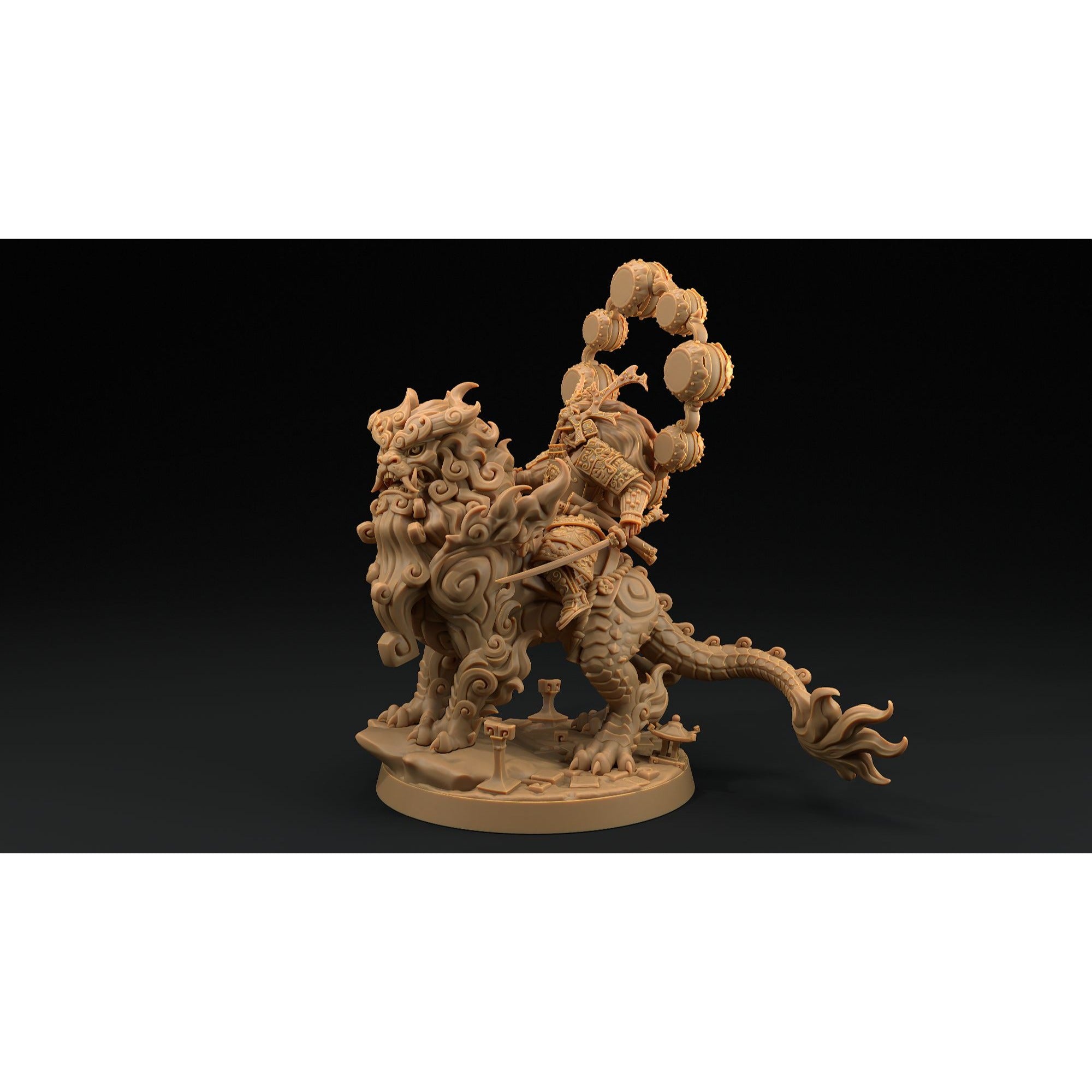 Samurai Celestial, Komainu Mount - Chosen of the Kami - 3d Printed Miniature by Dragon Trappers Lodge