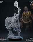 a figurine of a man holding a sword and a skull