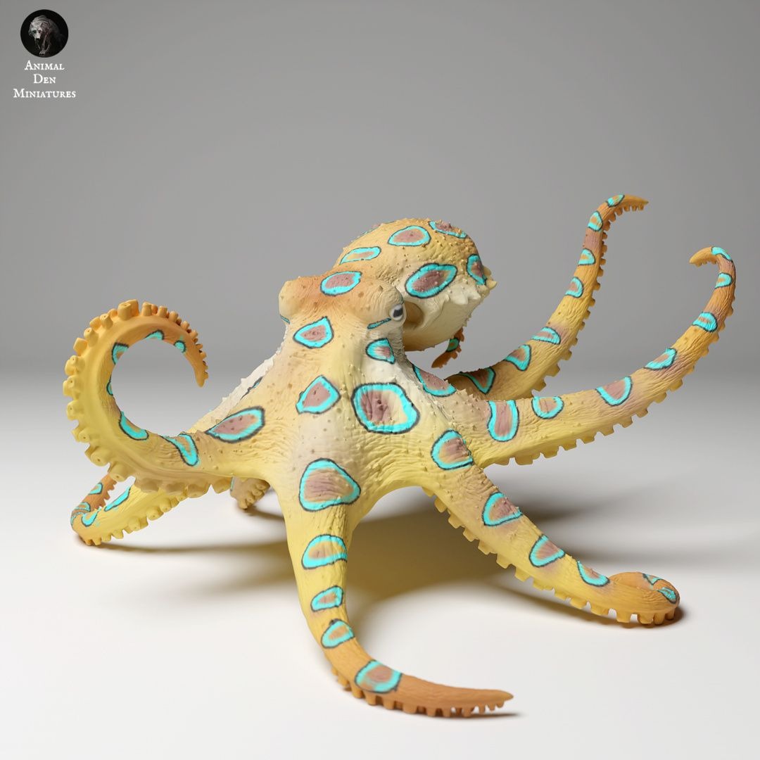 Greater Blue-Ringed Octopus - 3d Printed 1:1 (Life Sized) Scale Miniature by Animal Den