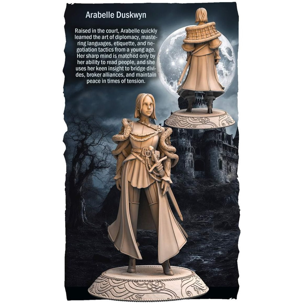 Arabelle Duskwyn, Diplomat - Forgotten Characters - 3d Printed Miniature Sculpted by RN Estudio