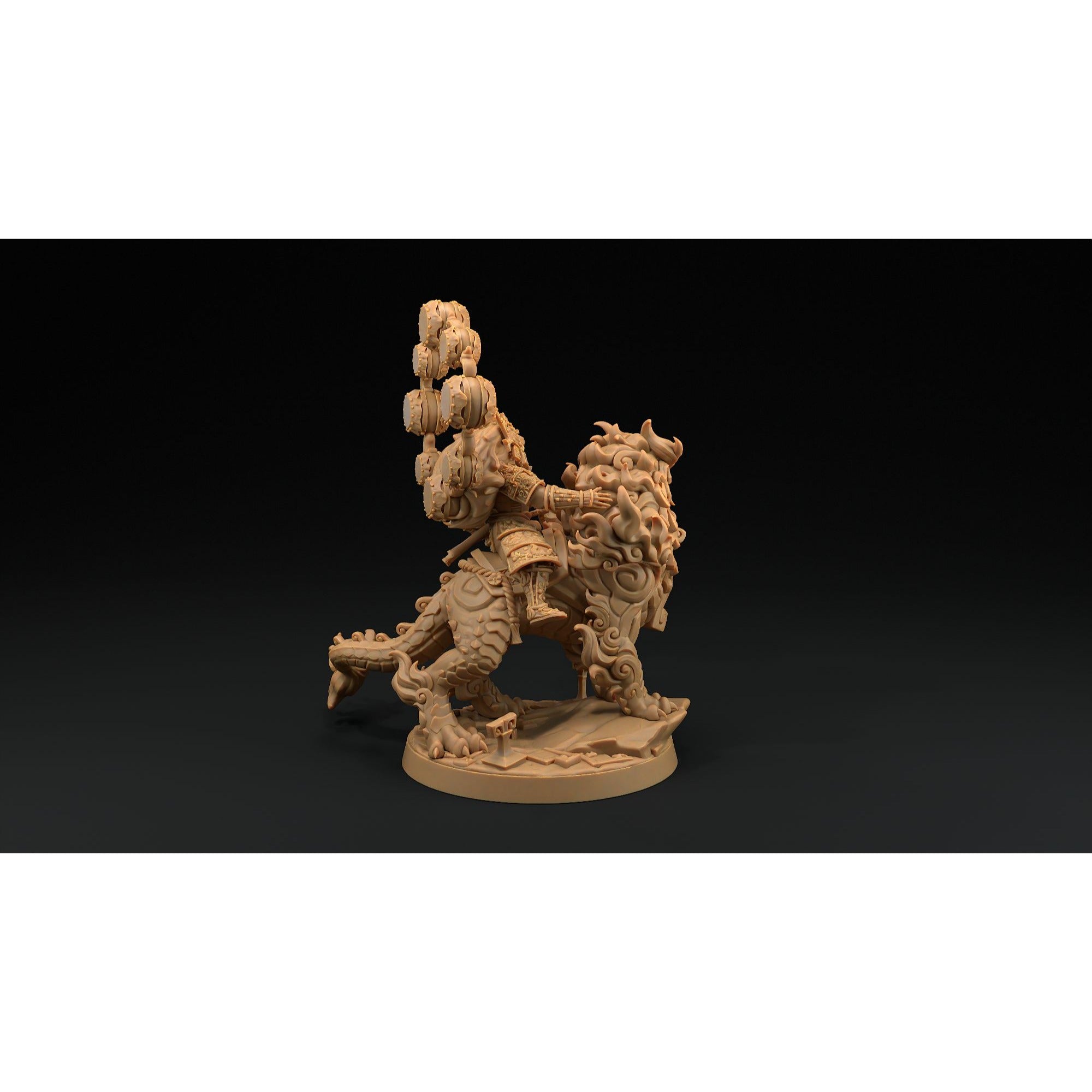 Samurai Celestial, Komainu Mount - Chosen of the Kami - 3d Printed Miniature by Dragon Trappers Lodge