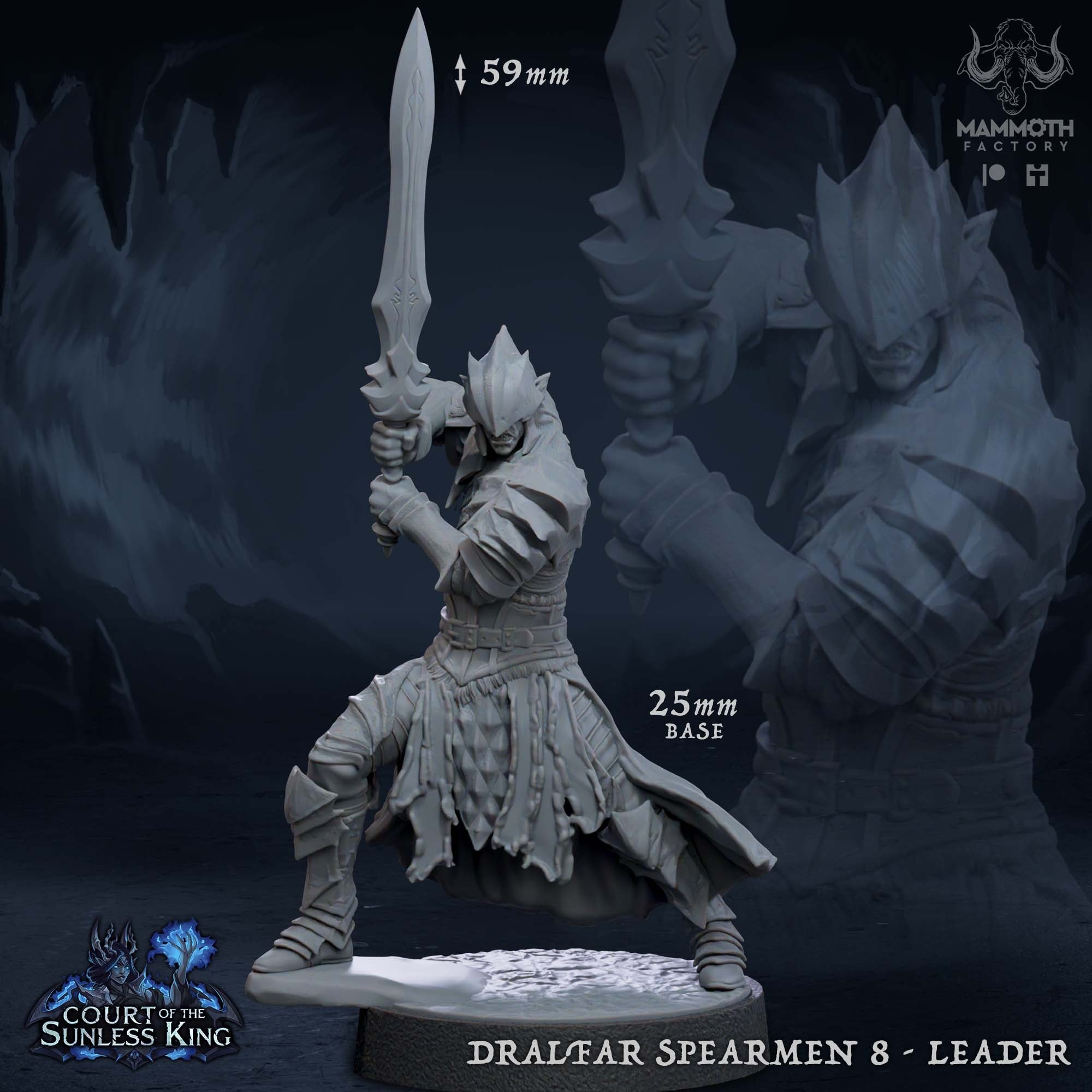 Dralfar Spearmen - 3d Printed Miniature by Mammoth Factory