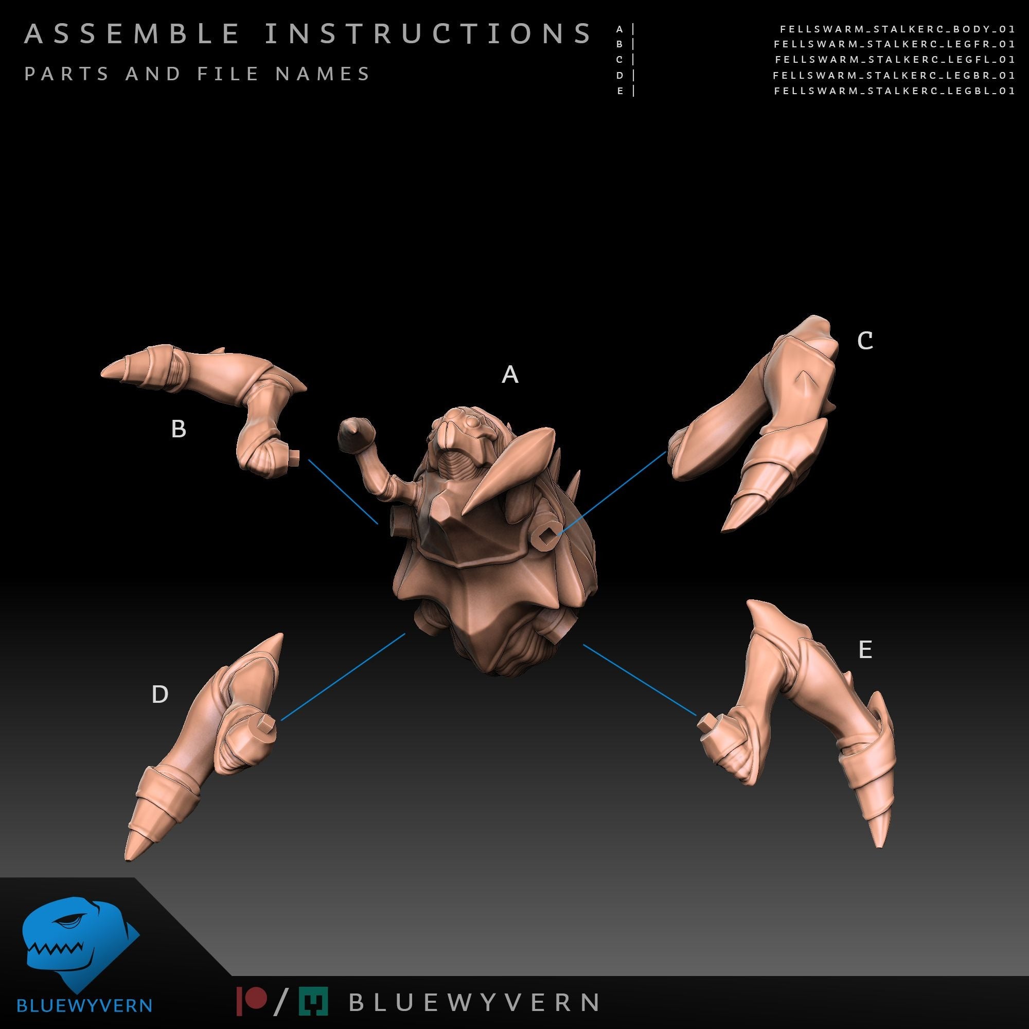 Stalker - Fellswarm - 3d Printed Miniature by Blue Wyvern