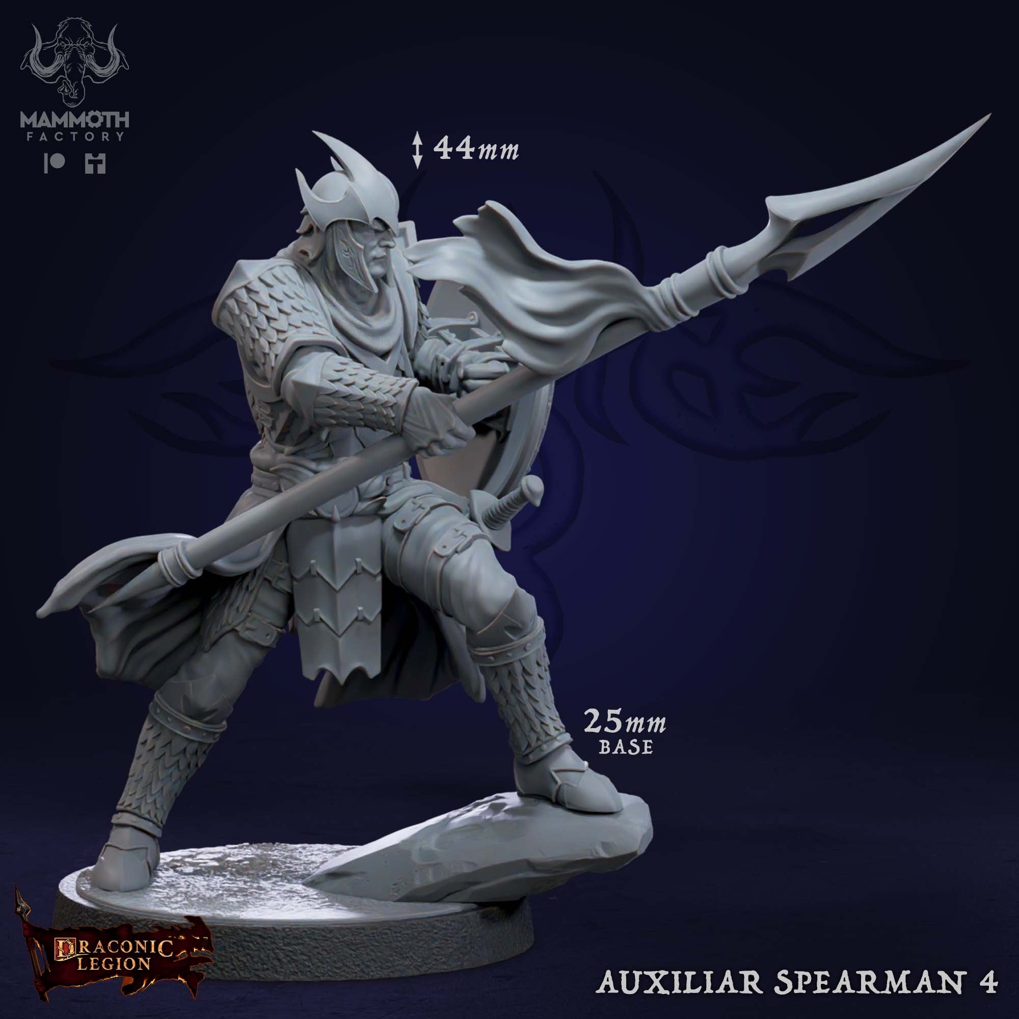 Auxiliar Spearmen - 3d Printed Miniature by Mammoth Factory