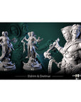 Eldrim and Drelmar, the Twofold Shade - Through the Crooked Mirror - 3d Printed Miniature Sculpted by White Werewolf Tavern