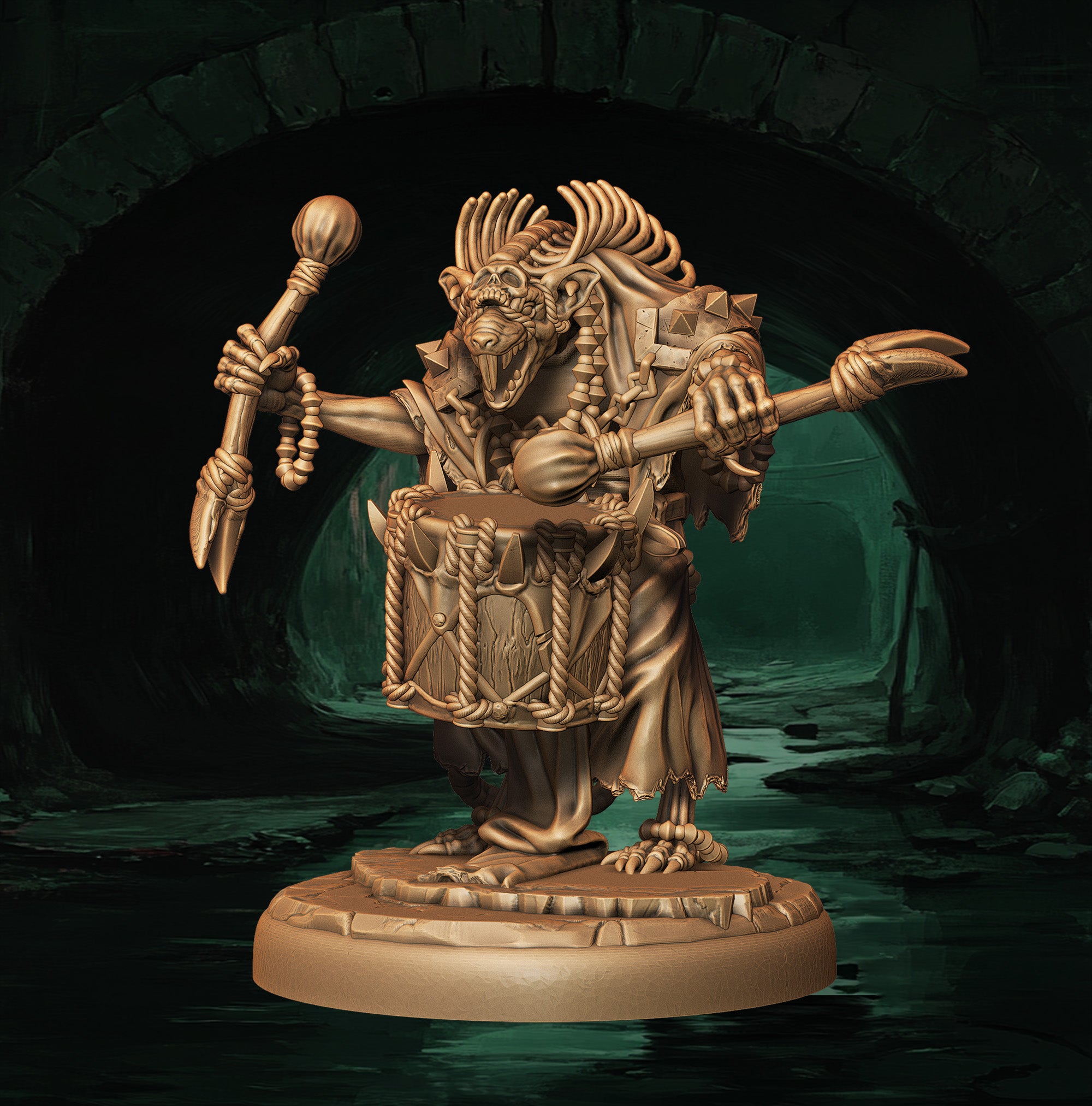 a statue of a man holding a staff