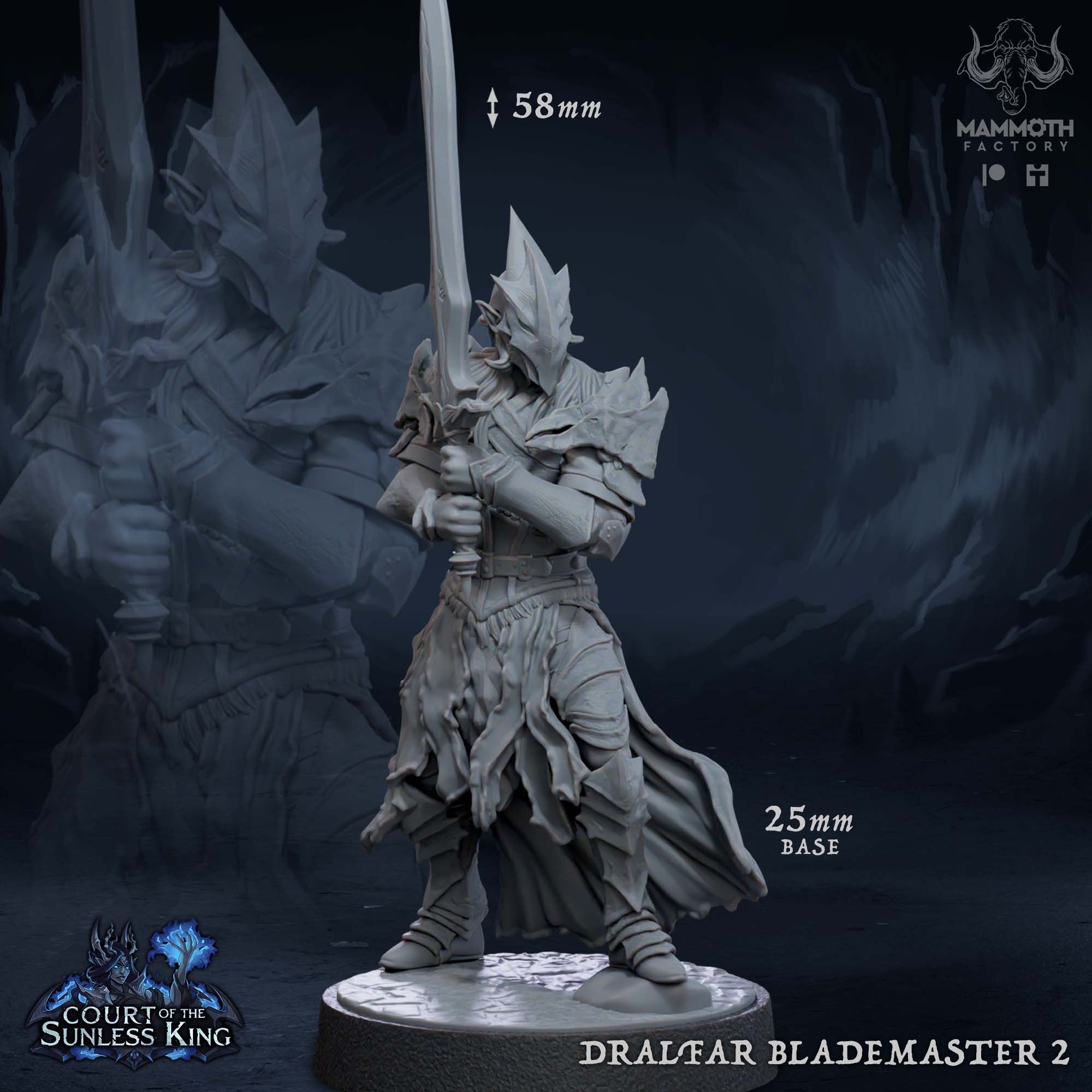 Dralfar Blademaster - 3d Printed Miniature by Mammoth Factory