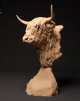 Highland Cow Bust - 3d Printed Bust by Animal Den