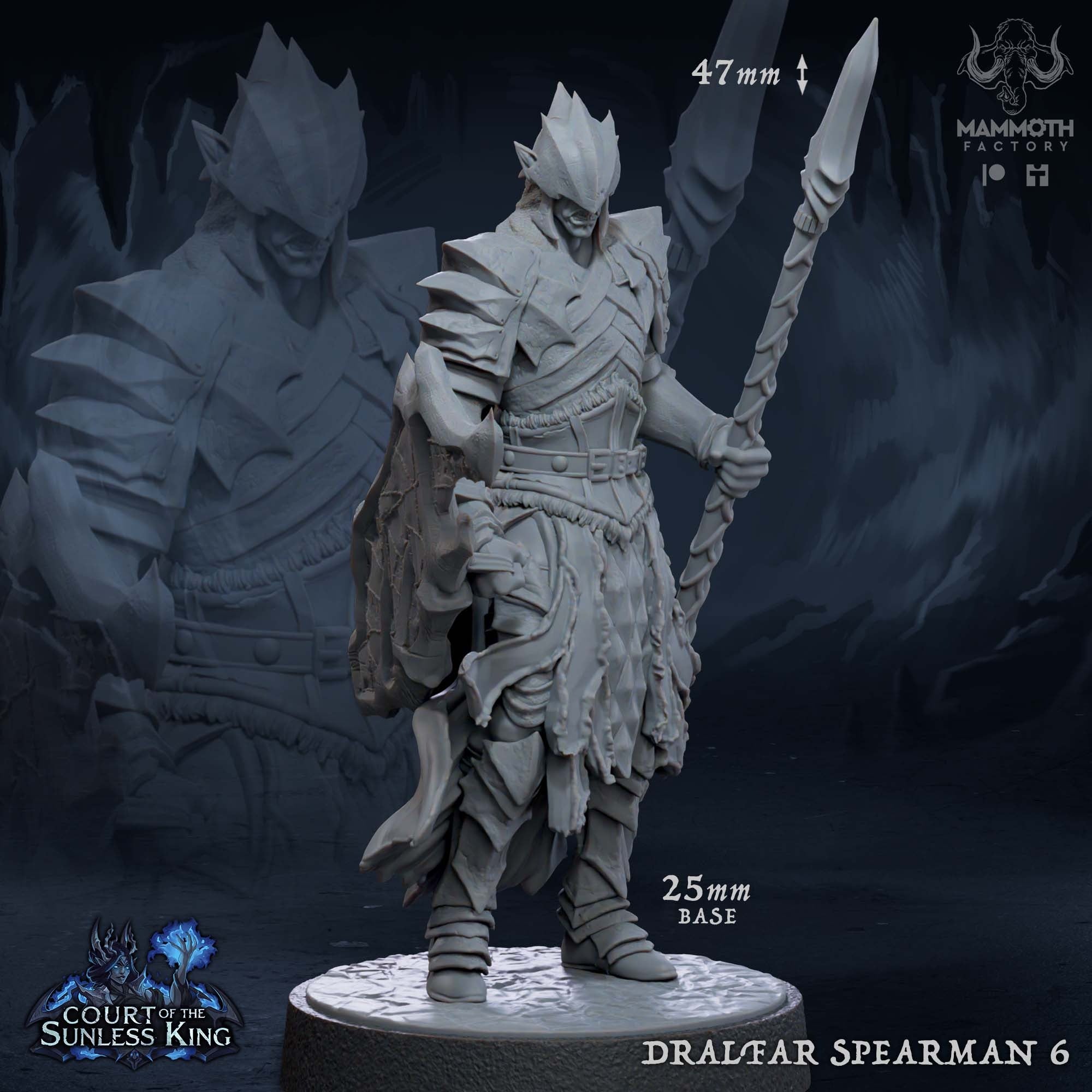 Dralfar Spearmen - 3d Printed Miniature by Mammoth Factory