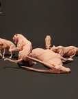 Lionesses vs Spotted Hyenas - 3d Printed 1:24 Scale Miniature by Animal Den