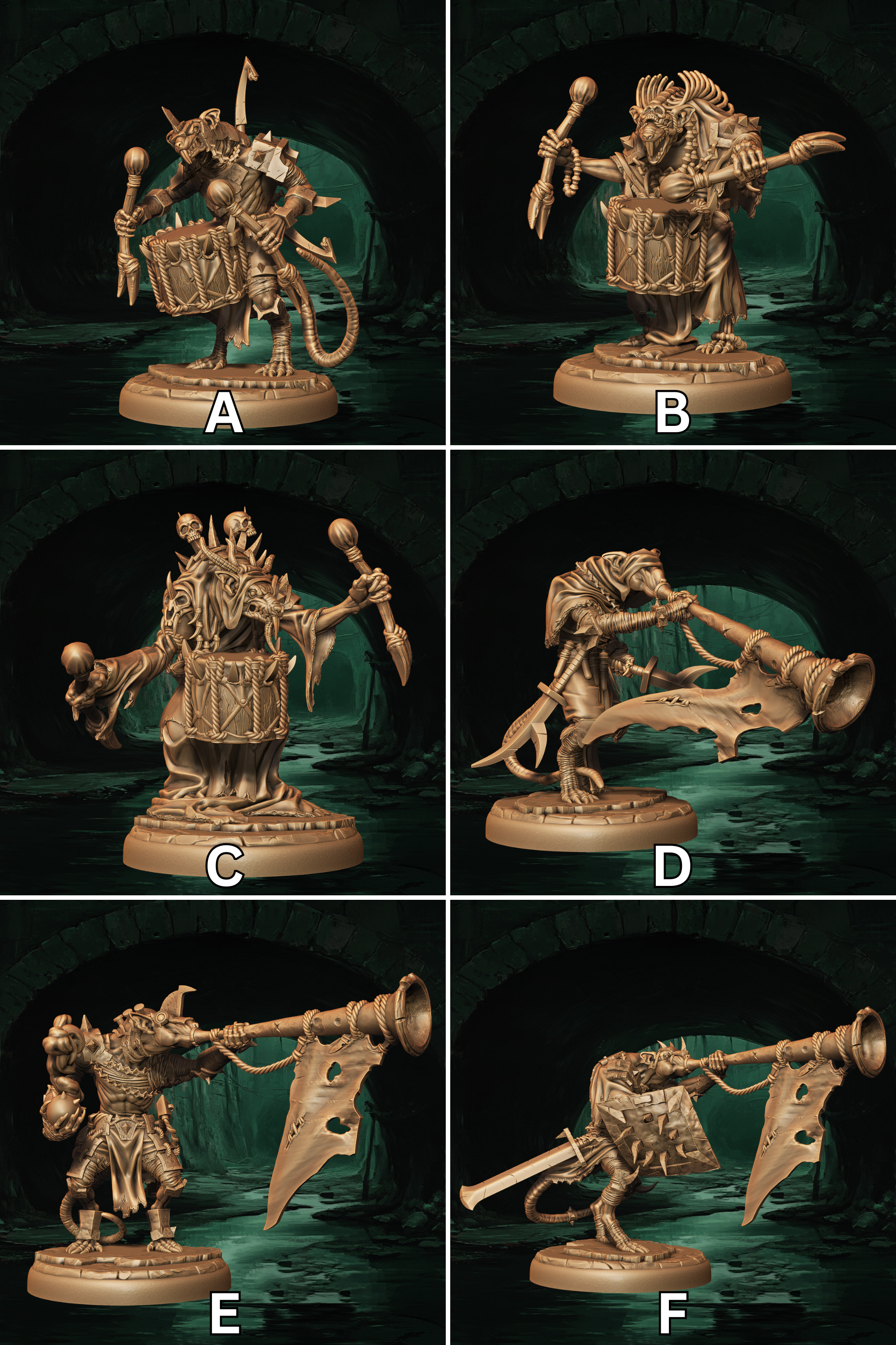 a series of photos showing different types of figurines
