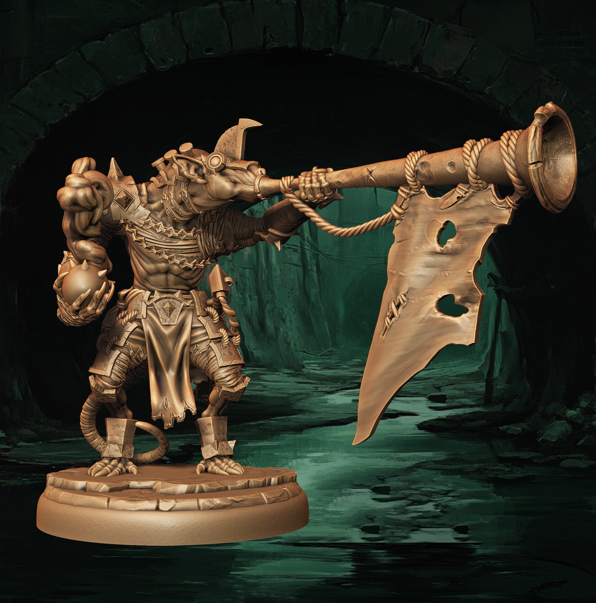 a figurine of a wizard with a long horn
