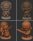 Chibi Mayan Gods - 3d Printed Miniature Sculpted by Limelight Studio