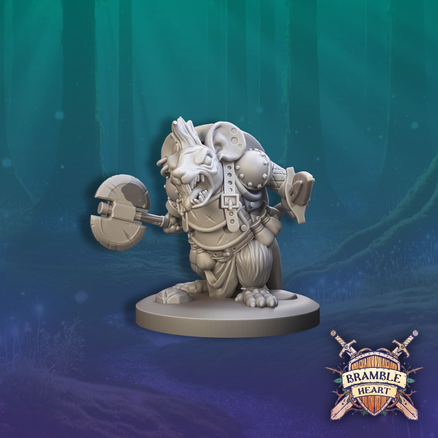 Mouse Marauders - Brambleheart - 3d Printed Miniature sculpted by Kraken Games Lab