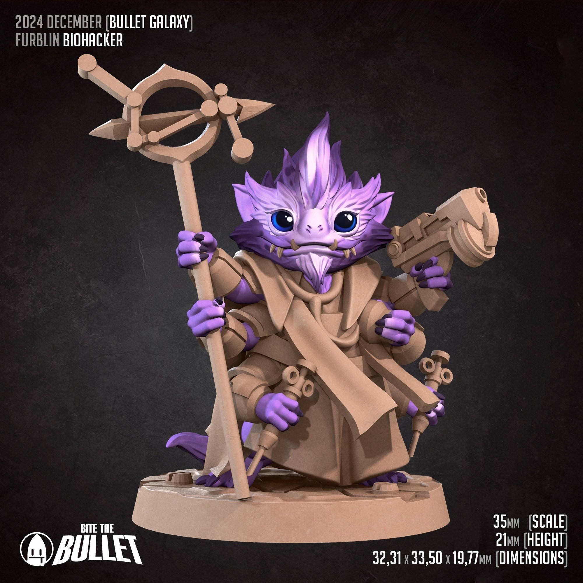 Furblin Biohacker - Bullet Galaxy - 3d Printed Miniature sculpted by Bite the Bullet