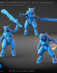 Blaze Warriors - Prime Elementals - 3d Printed Miniature Sculpted by Blue Wyvern