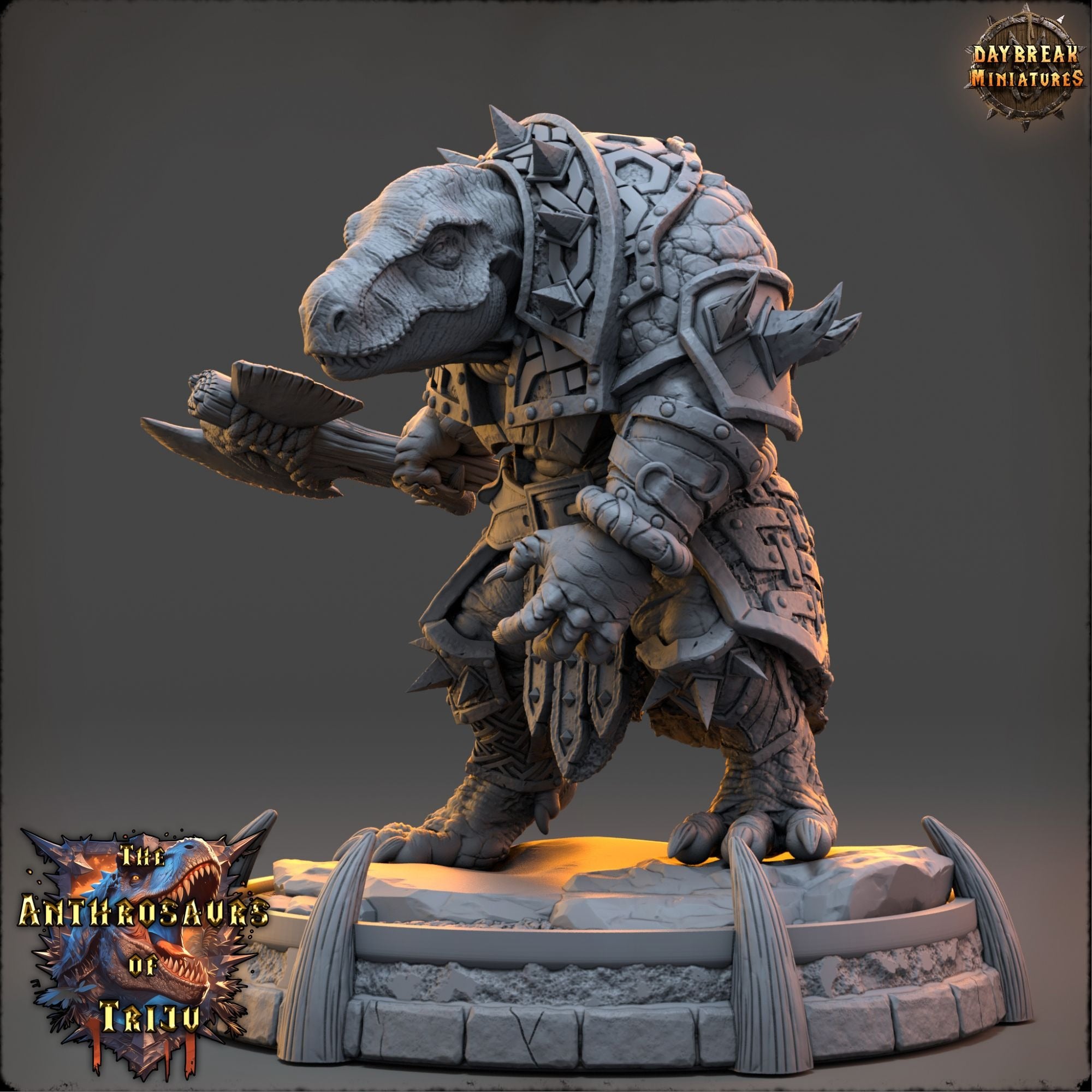 Daost Brenner - Anthrosaurs of Triju - 3d Printed Miniature sculpted by Daybreak Miniatures