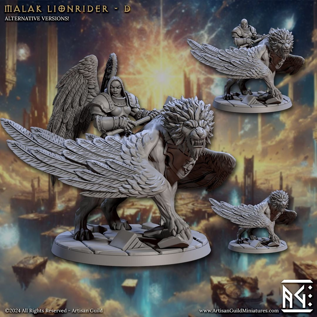 Malak Lionriders - Wrath of the Malakim - 3d Printed Miniature sculpted by Artisan Guild