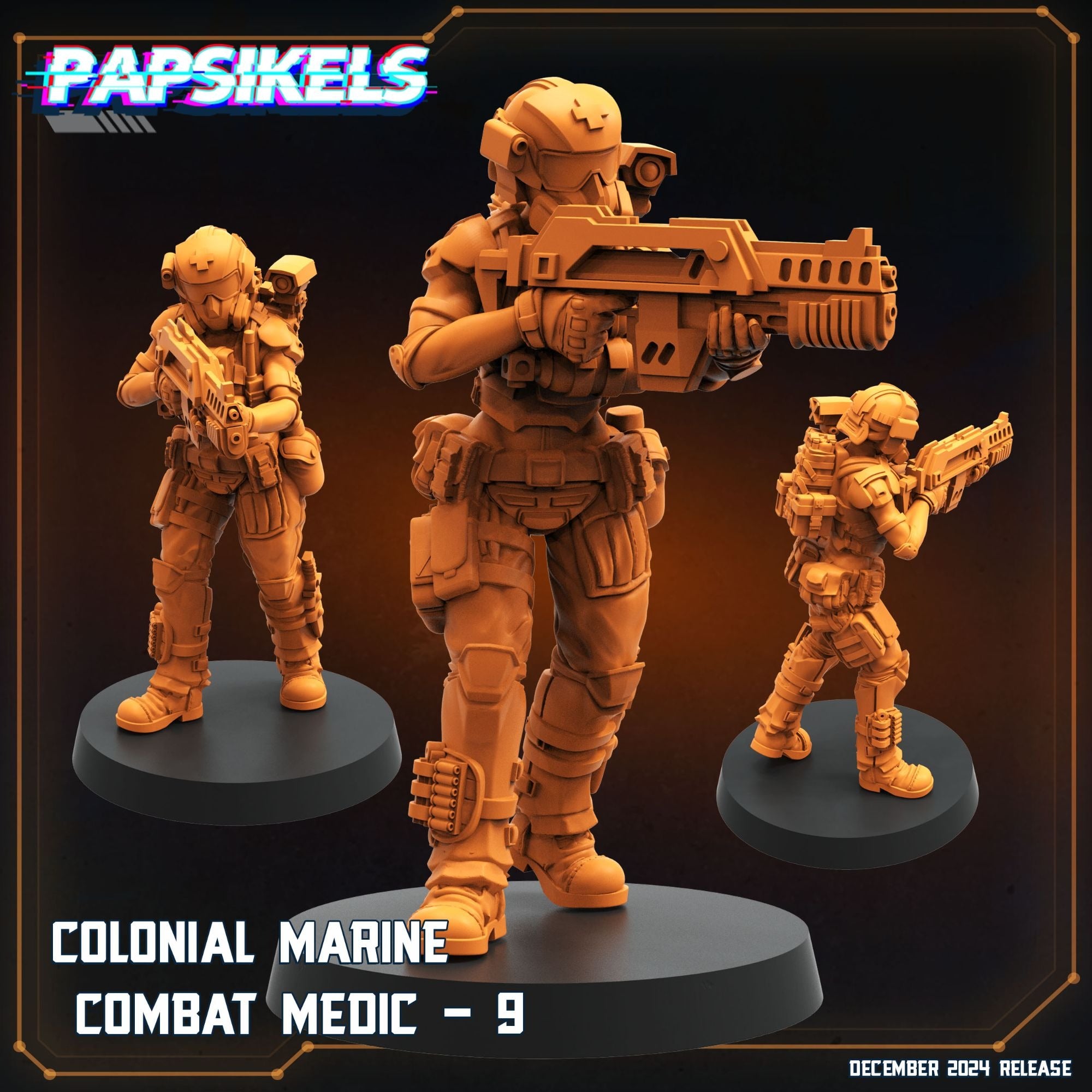 Colonial Marine Combat Medic Team - 3d Printed Miniature Sculpted by Papsikels Miniatures