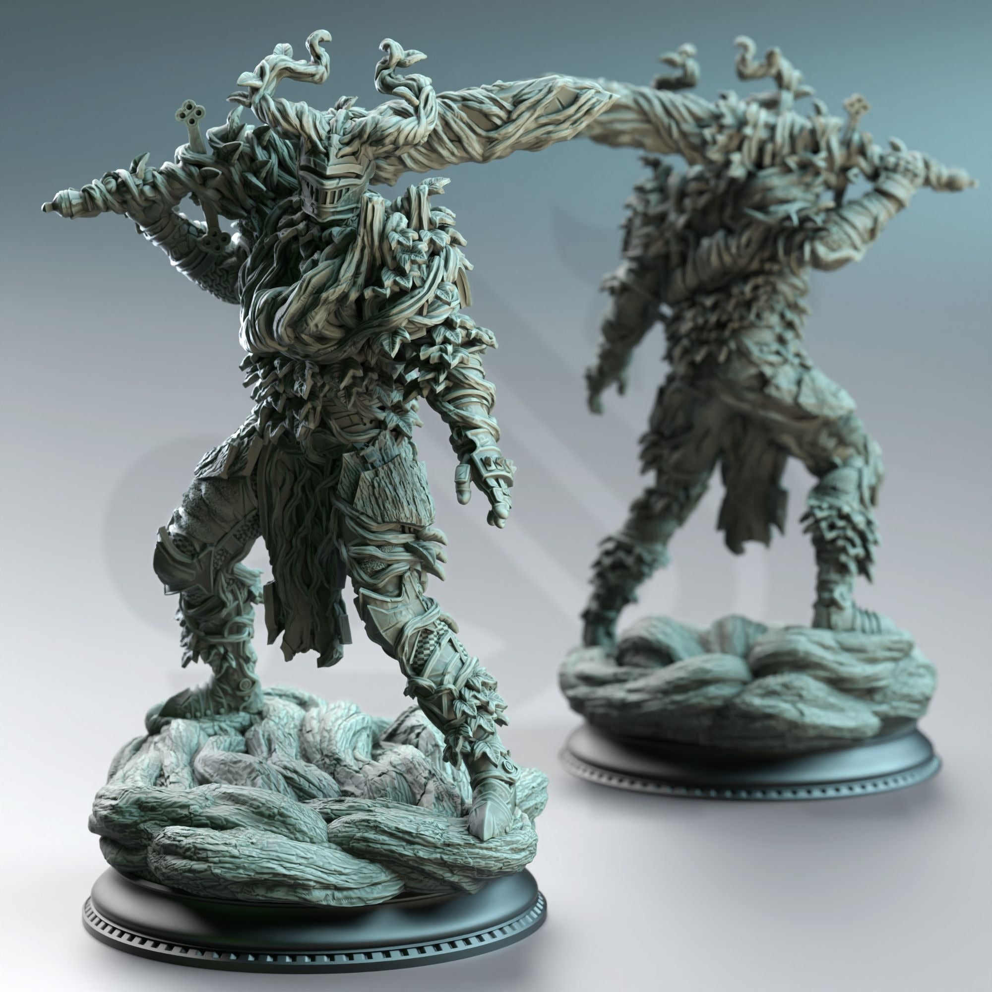 Forgotten Knights, Vine Possessed Armour - 3d Printed Miniature Sculpted by DM Stash