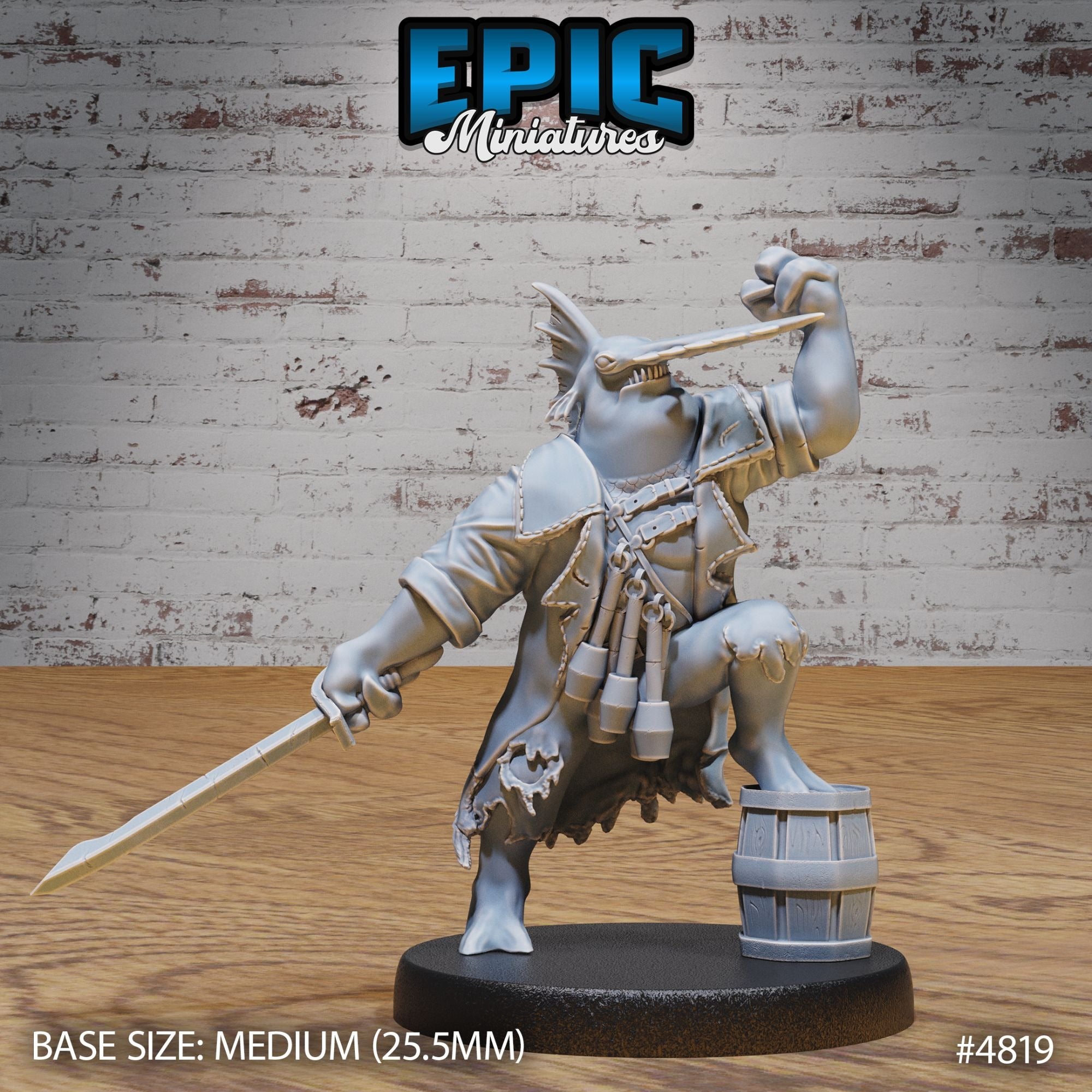 Sawhead Pirate - 3d Printed Miniature Sculpted by Epic Miniatures