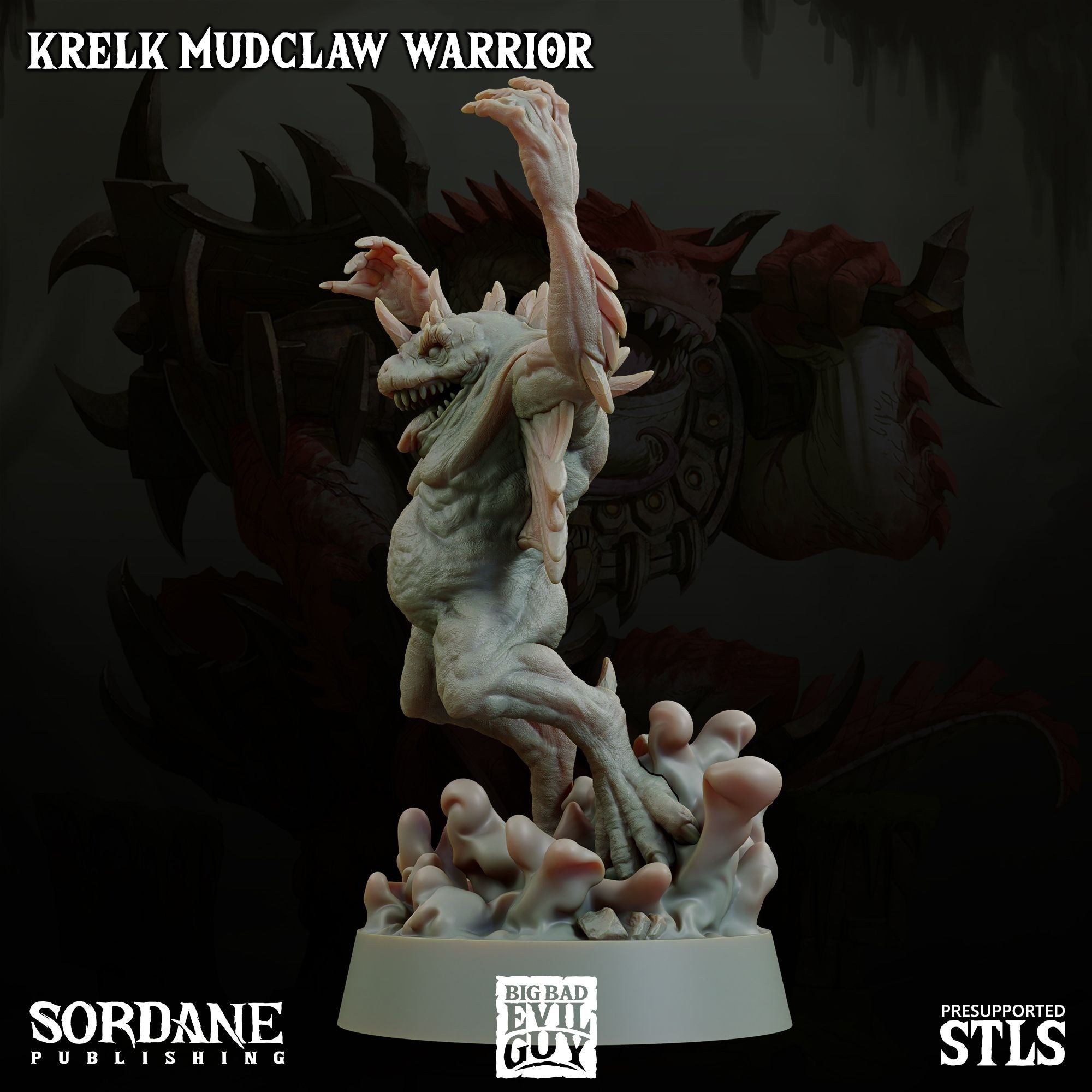 Krelk Mudclaw Warrior - 3d Printed Miniature Sculpted by Big Bad Evil Guys