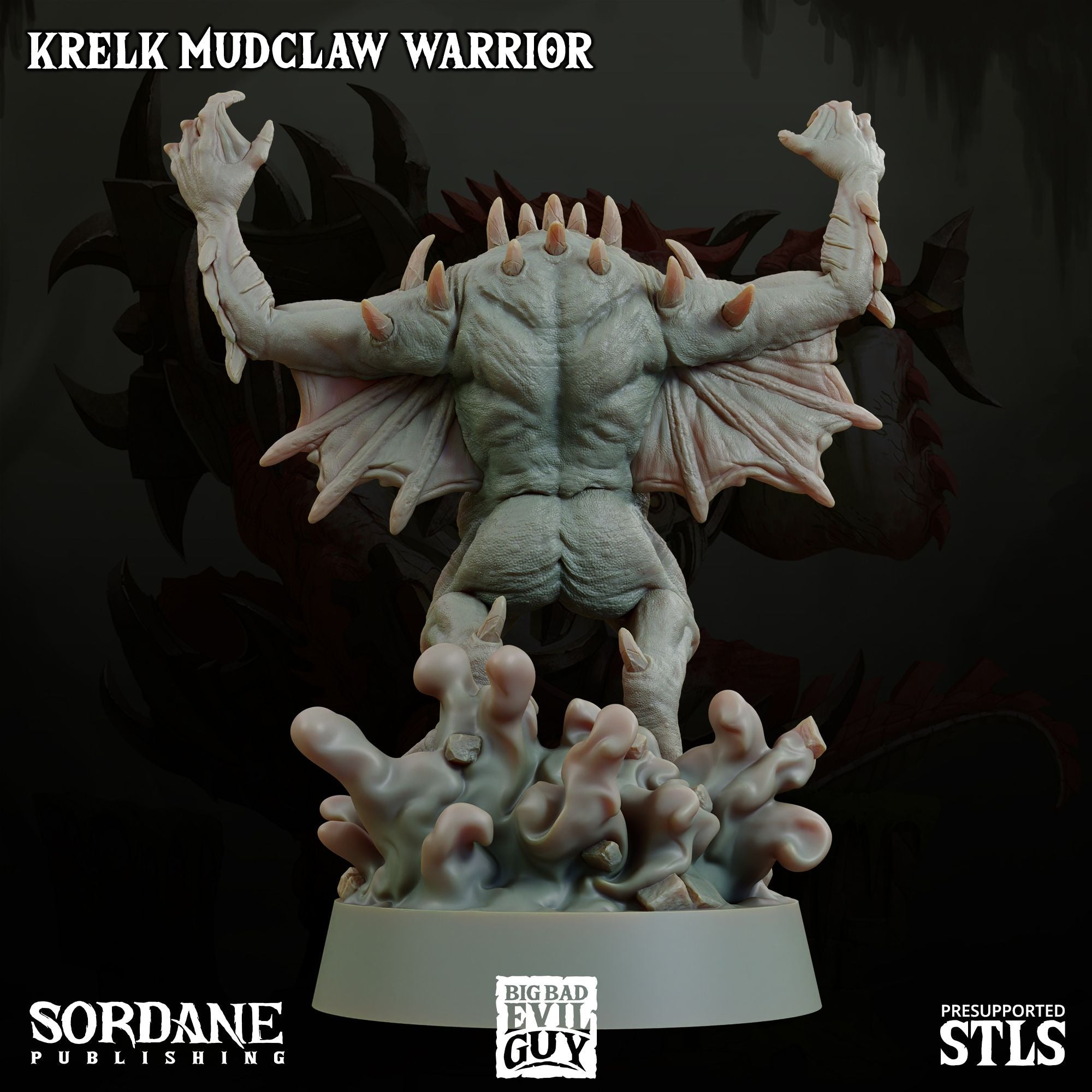 Krelk Mudclaw Warrior - 3d Printed Miniature Sculpted by Big Bad Evil Guys