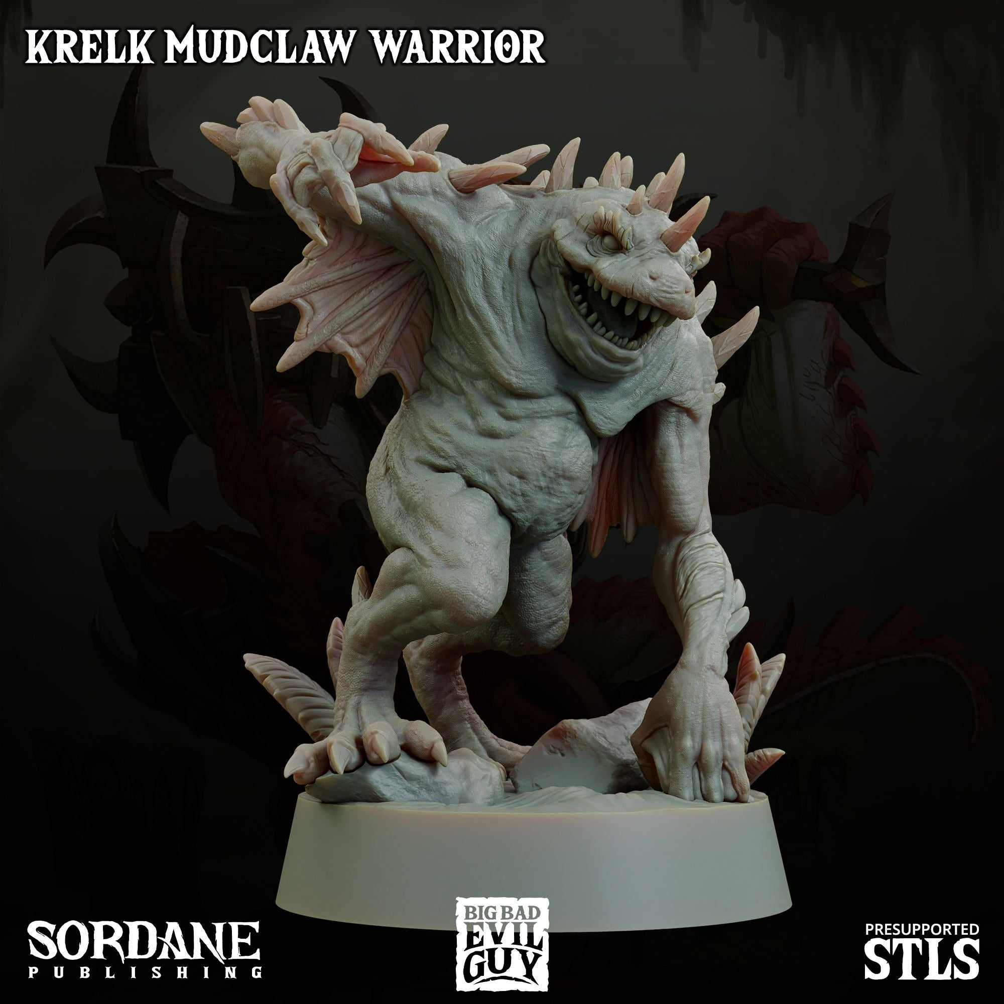 Krelk Mudclaw Warrior - 3d Printed Miniature Sculpted by Big Bad Evil Guys