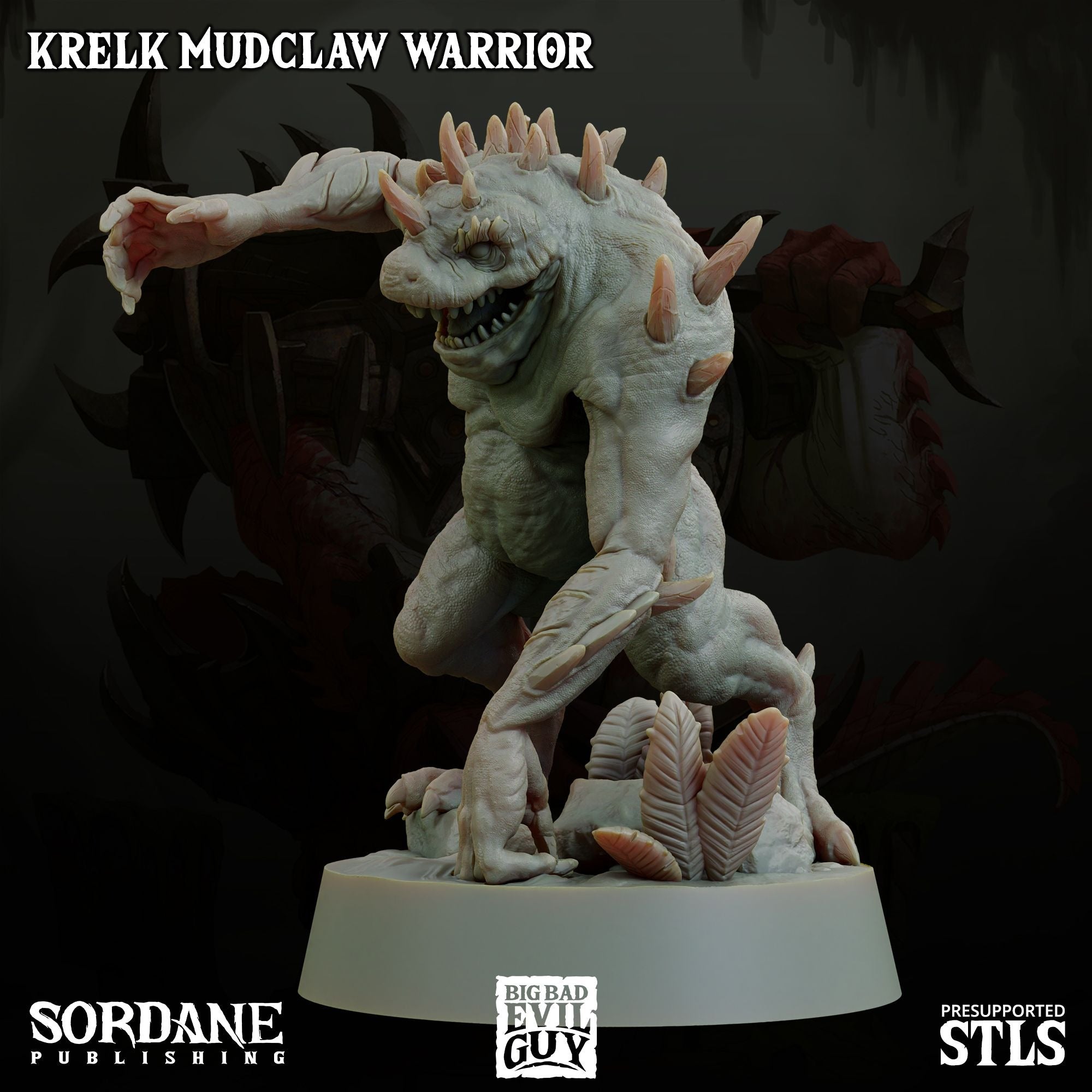 Krelk Mudclaw Warrior - 3d Printed Miniature Sculpted by Big Bad Evil Guys