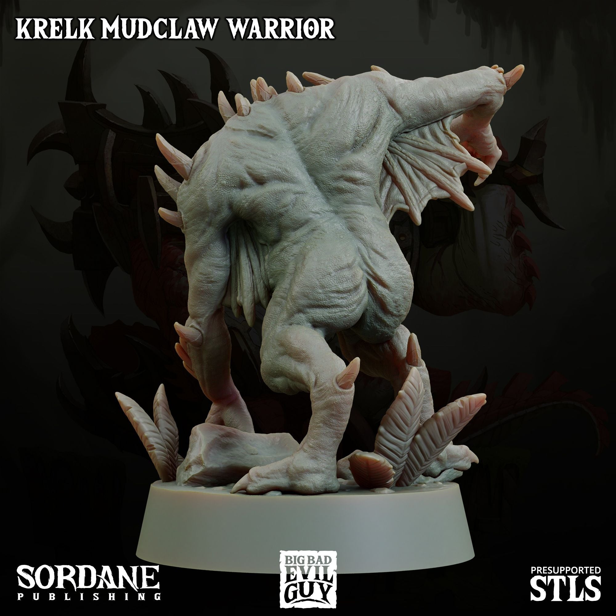 Krelk Mudclaw Warrior - 3d Printed Miniature Sculpted by Big Bad Evil Guys
