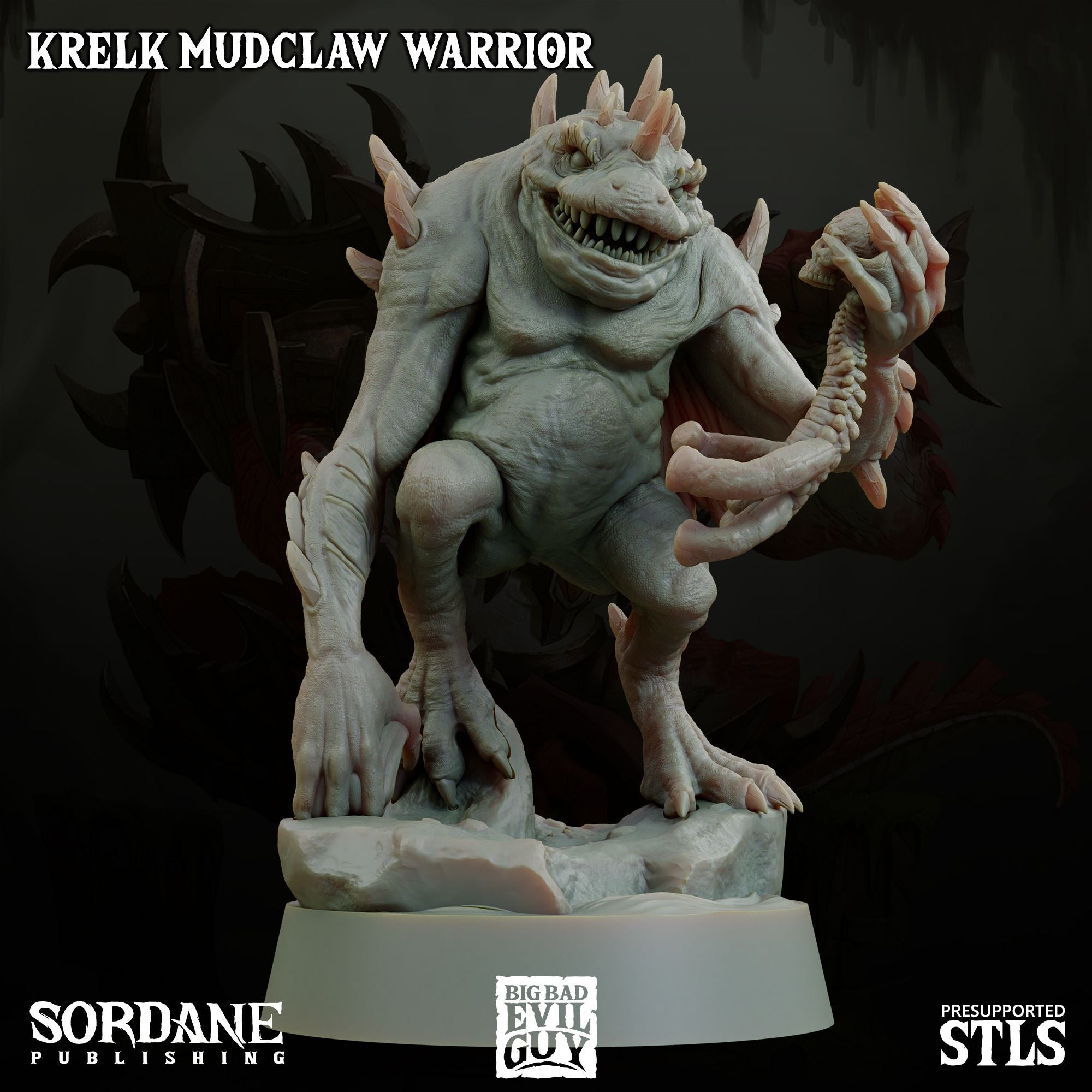 Krelk Mudclaw Warrior - 3d Printed Miniature Sculpted by Big Bad Evil Guys