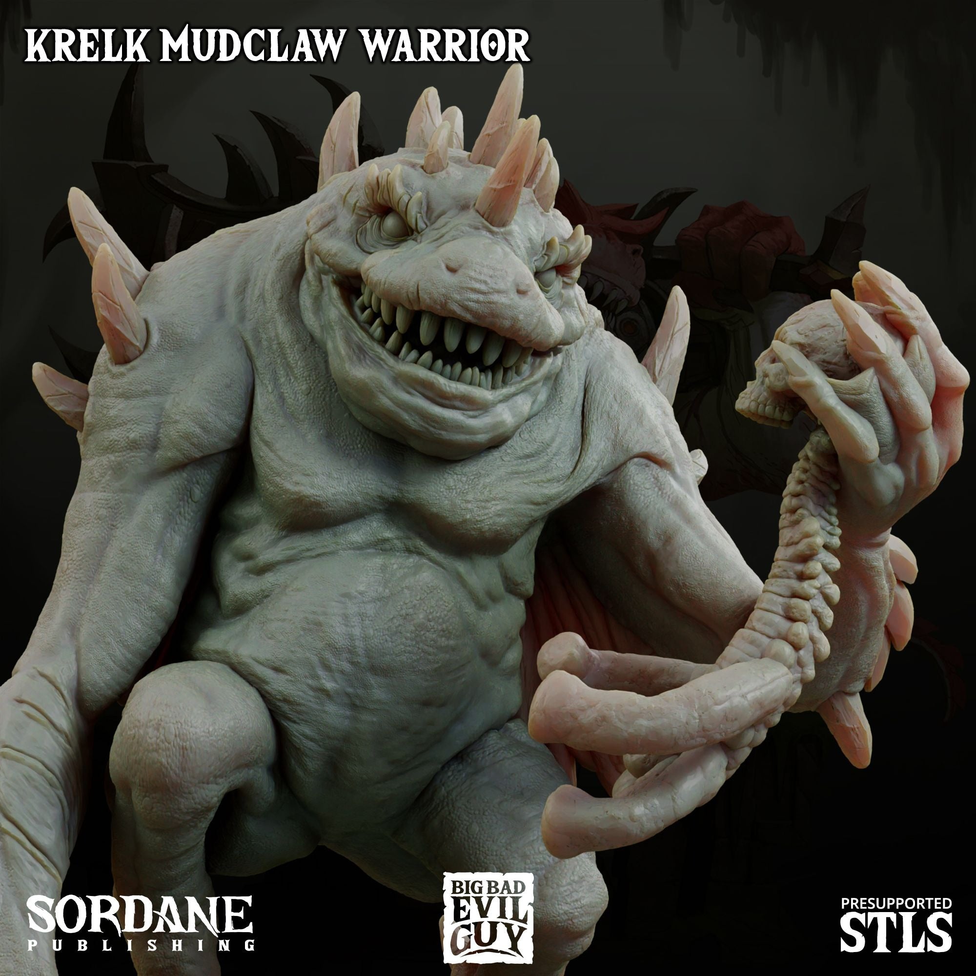 Krelk Mudclaw Warrior - 3d Printed Miniature Sculpted by Big Bad Evil Guys