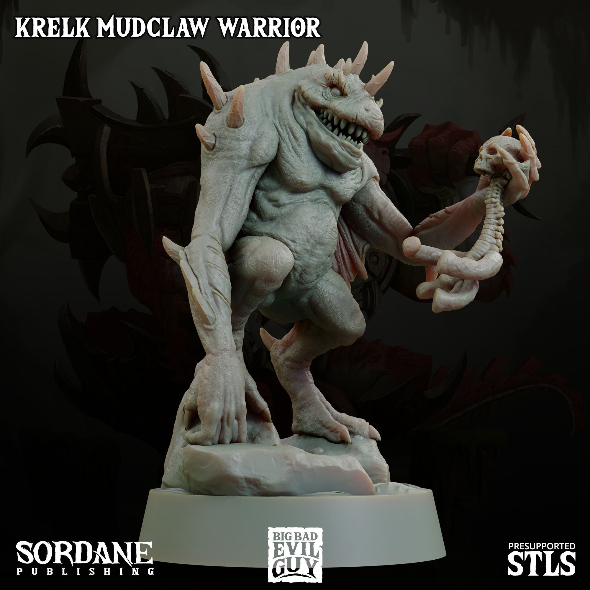 Krelk Mudclaw Warrior - 3d Printed Miniature Sculpted by Big Bad Evil Guys