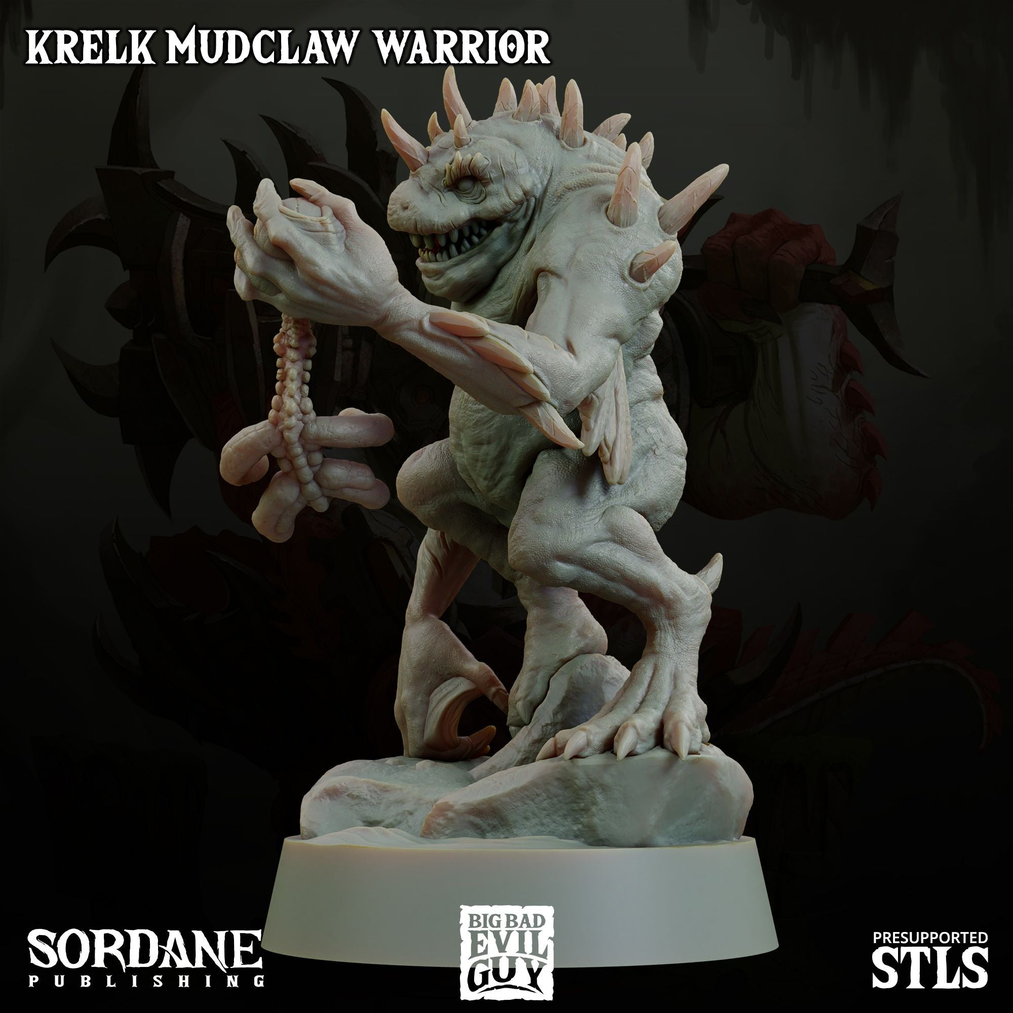 Krelk Mudclaw Warrior - 3d Printed Miniature Sculpted by Big Bad Evil Guys