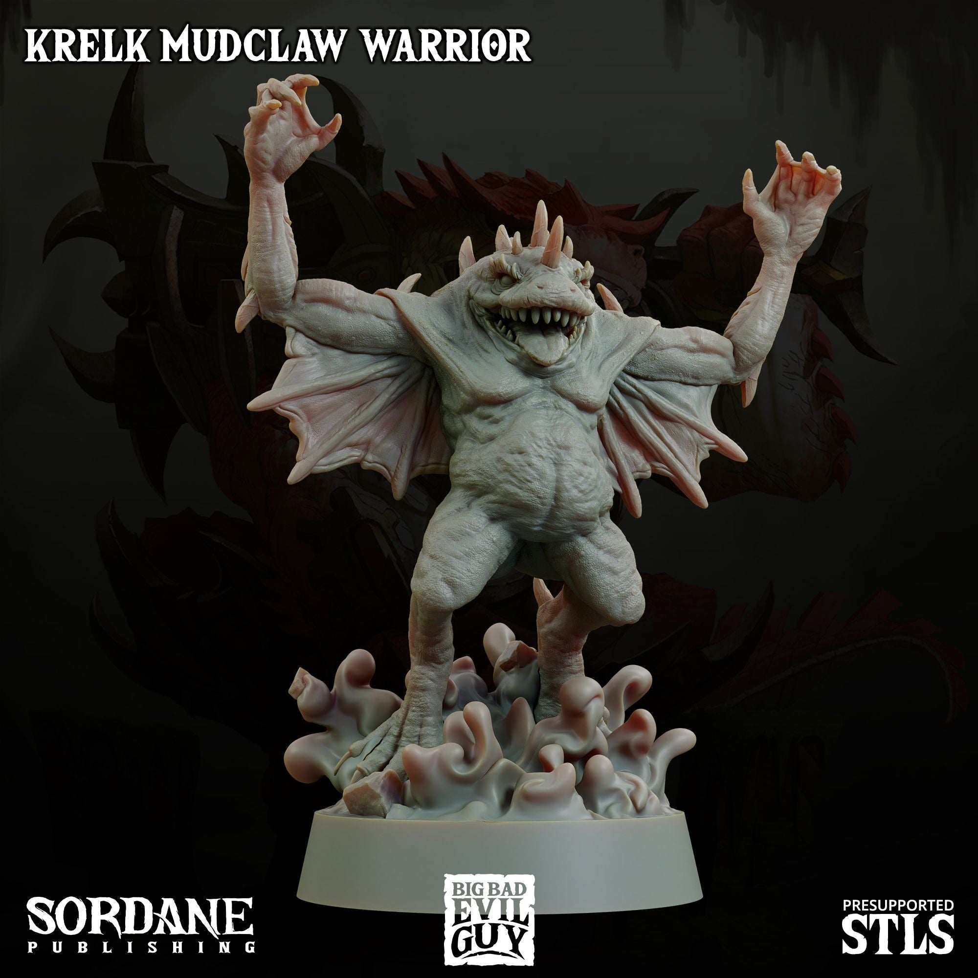 Krelk Mudclaw Warrior - 3d Printed Miniature Sculpted by Big Bad Evil Guys